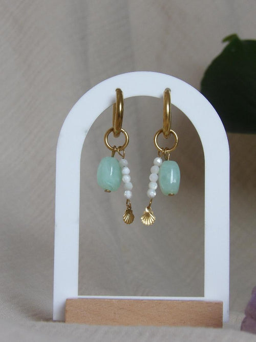 Boucles d'oreilles Blue nacre perles acrylique colorées fait main