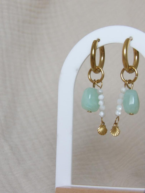 Boucles d'oreilles Blue nacre perles acrylique colorées fait main
