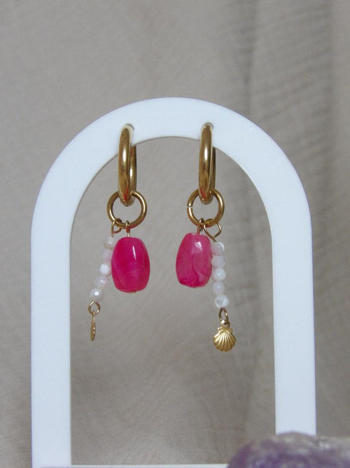 Boucles d'oreilles Rosy nacre perles acrylique colorées fait main