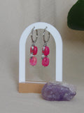 Boucles d'oreilles Yuna jade rose nacre perles acrylique fait main