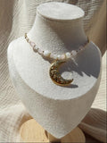 Collier Luna pierre de lune quartz rose bijou lithothérapie fait main