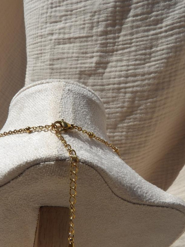 Collier Luna pierre de lune quartz rose bijou lithothérapie fait main