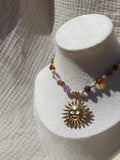 Collier Solea ambre améthyste bijou lithothérapie fait main